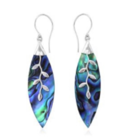 Abalone Shell Drop EARRINGS in 925 Sterling Silver - Picture 2 of 7